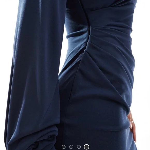 🆕 listing! ASOS Blue Ruched Long Sleeve Gown - Picture 11 of 12